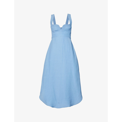 Shop Stella Mccartney Fluid V-neck Woven Midi Dress In Cloudy Blue