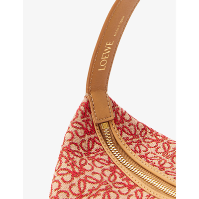 Shop Loewe Cubi Small Leather And Canvas Shoulder Bag In Red/warm Desert