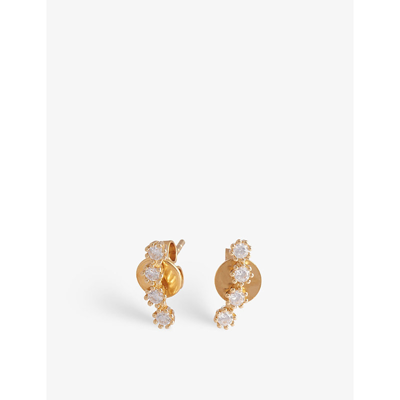 Shop Pd Paola Pdpaola Women's Gold White Tide 18ct Gold-plated Sterling-silver And Zirconia Earrings