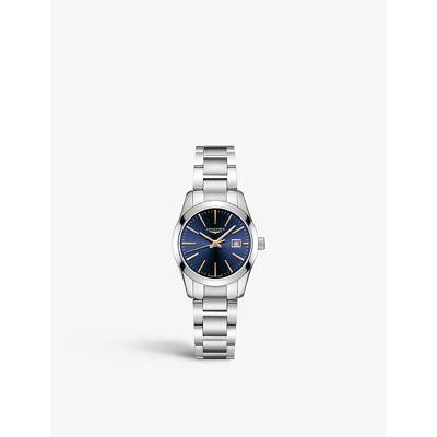 Shop Longines Women's Blue L22864926 Conquest Classic Stainless-steel Quartz Watch