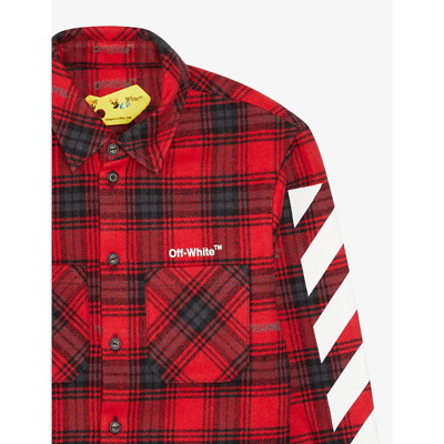 Shop Off-white Check Logo Cotton-blend Shirt 8-10 Years In Red