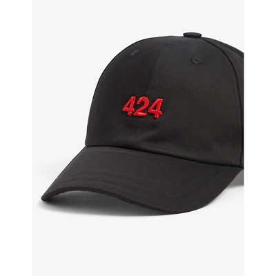 Shop 424 Logo-embroidered Cotton-canvas Cap In Black