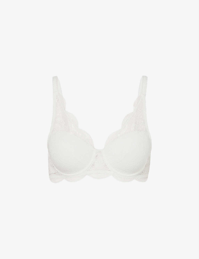 Shop Simone Perele Karma Moulded-cup Stretch-lace Bra In Cream