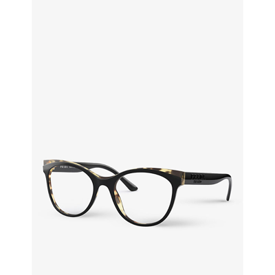 Prada Pr 05wv Round-frame Acetate Optical Glasses In Black