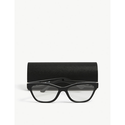 Shop Prada Women's Black Pr 03wv Rectangle-framed Acetate Glasses