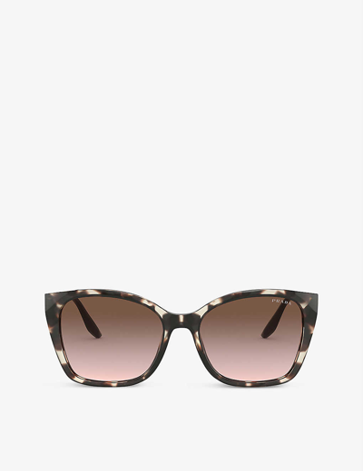 Shop Prada Women's Brown Pr 12xs Cat-eye Acetate And Metal Sunglasses