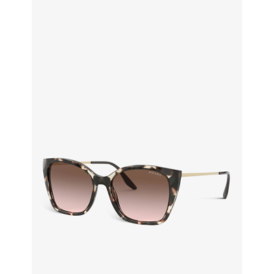 Shop Prada Women's Brown Pr 12xs Cat-eye Acetate And Metal Sunglasses