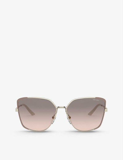 Shop Prada Womens Gold Pr 60xs Metal And Mirror-coated Square Sunglasses