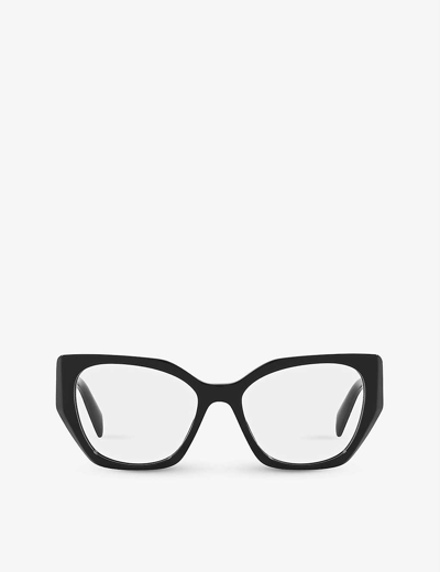 Shop Prada Women's Black Pr 18wv Square-framed Acetate Glasses