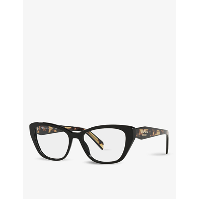Shop Prada Women's Black Pr 19wv Cat Eye-frame Acetate Optical Glasses