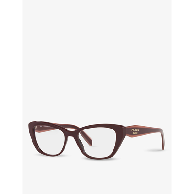 Shop Prada Women's Silver Pr 19wv Cat Eye-frame Acetate Optical Glasses