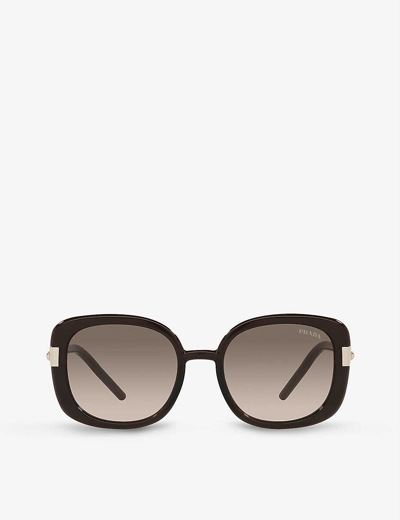 Shop Prada Women's Brown Pr04ws Square-frame Nylon Sunglasses