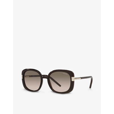 Shop Prada Women's Brown Pr04ws Square-frame Nylon Sunglasses