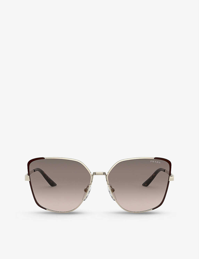 Shop Prada Women's Gold Pr 60xs Metal And Mirror-coated Square Sunglasses