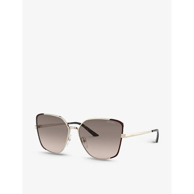 Shop Prada Women's Gold Pr 60xs Metal And Mirror-coated Square Sunglasses