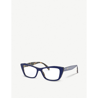 Shop Prada Womens Blue Pr 15xv Acetate Cat-eye Glasses