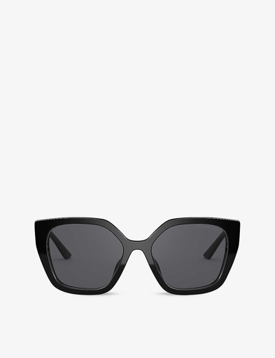 Shop Prada Women's Black Pr 24xs Rectangle-frame Sunglasses