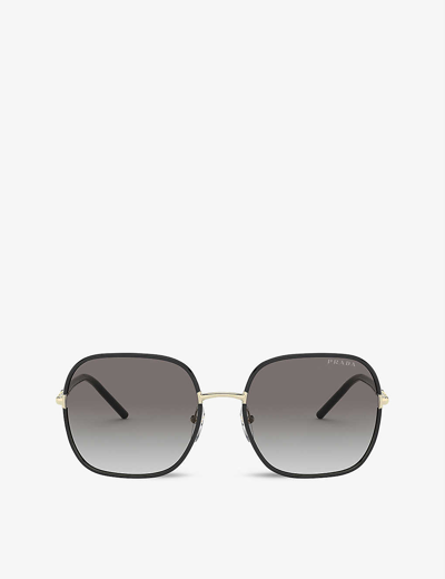 Prada Womens Black Pr 67xs 58 Rectangle-frame Metal Sunglasses In Black