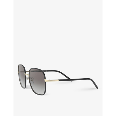 Prada Womens Black Pr 67xs 58 Rectangle-frame Metal Sunglasses In Black