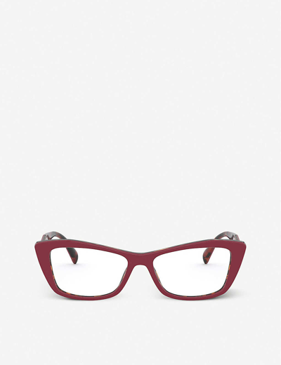Shop Prada Womens Red Pr 15xv Acetate Cat-eye Glasses