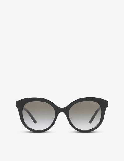Shop Prada Women's Black Pr 02ys Acetate Round Sunglasses