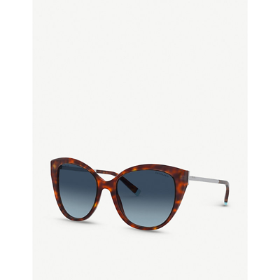 Shop Tiffany & Co Tf4166 Acetate Cat-eye Sunglasses In Brown