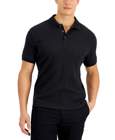 Shop Alfani Men's Stretch Textured Stripe Jacquard Polo Shirt, Created For Macy's In Stretch Limo
