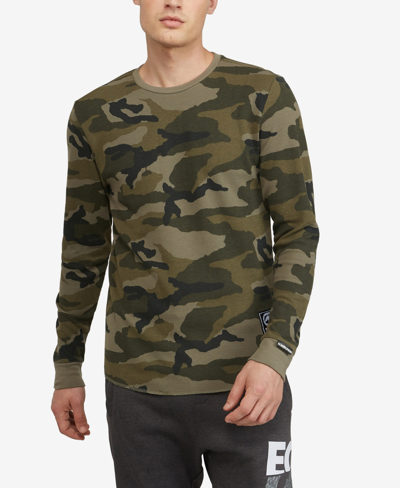 Shop Ecko Unltd Men's Big And Tall All Over Print Stunner Thermal Sweater In Combat Camo