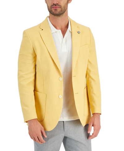 Shop Nautica Men's Modern-fit Active Stretch Woven Solid Sport Coat In Pale Yellow