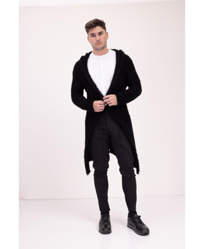 Shop Ron Tomson Men's Modern Fuzzy Long Cardigan Sweater In Black
