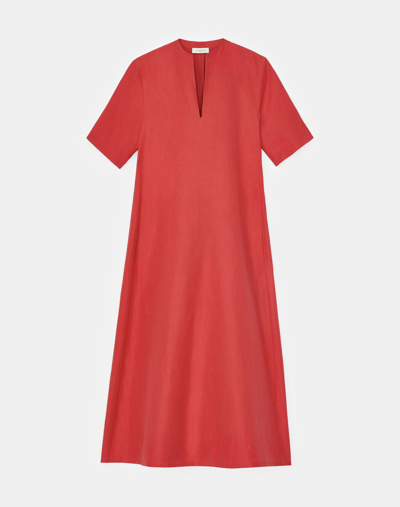 Shop Lafayette 148 Plus-size Silklinen Midi Dress In Red