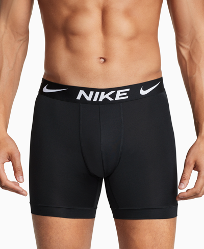 Shop Nike Men's 3-pk. Dri-fit Essential Micro Long Boxer Briefs In Black