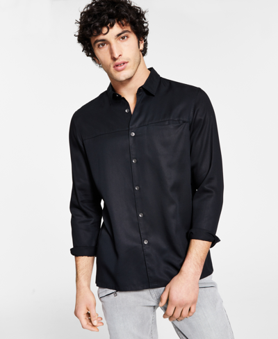Shop Inc International Concepts Men's Classic Fit Luxe Long-sleeve Shirt, Created For Macy's In Deep Black