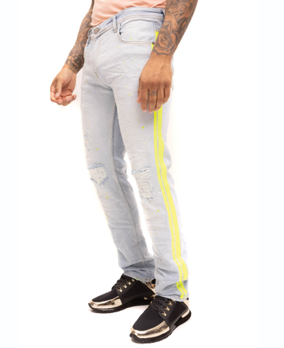 Shop Ron Tomson Men's Modern Splattered Stripe Jeans In Indigo