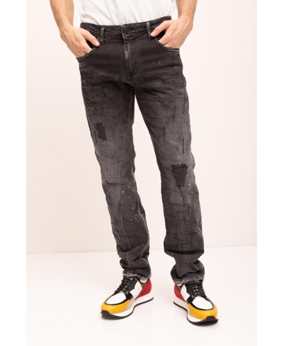 Shop Ron Tomson Men's Modern Distressed Denim Jeans In Black