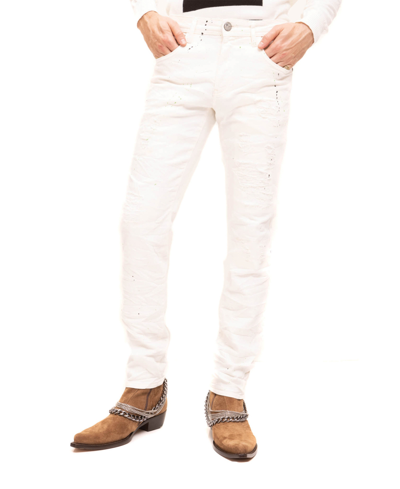 Shop Ron Tomson Men's Modern Painted Denim Jeans In White