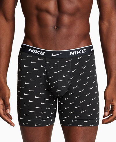 Shop Nike Men's 3-pk. Dri-fit Essential Cotton Stretch Boxer Briefs In Swoosh