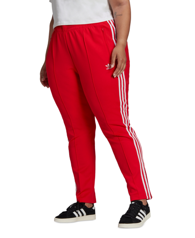 Shop Adidas Originals Originals Plus Size Sst Track Pants In Vivid Red