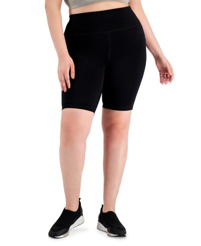 Shop Id Ideology Ideology Plus Size Bike Shorts, Created For Macy's In Deep Black