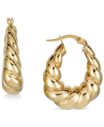 Shop Macy's Twist Teardrop Hoop Earrings In 14k Gold In Yellow Gold