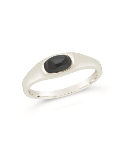 Sterling Forever Onyx Signet Ring In Sterling Silver