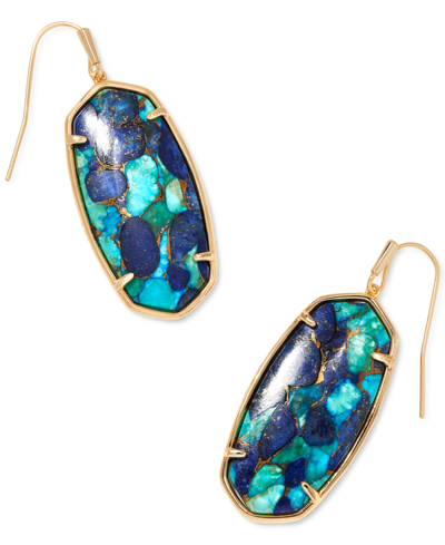Shop Kendra Scott Faceted Illusion Stone Drop Earrings In Bronze Veined Lapis Turquoise Magnesite