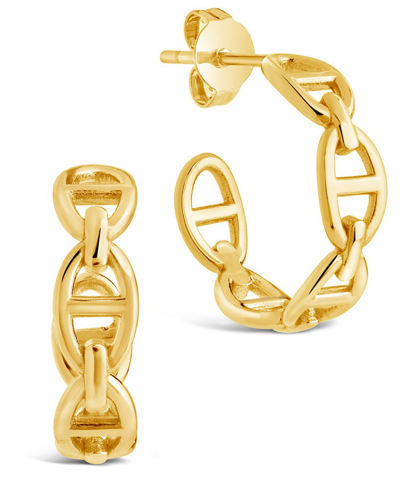 Shop Sterling Forever Anchor Chain Hoop Earrings In Gold-plated