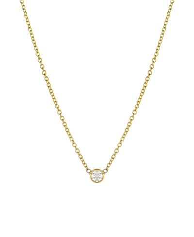 Shop Zoe Lev Small Bezel 14k Gold Diamond Necklace