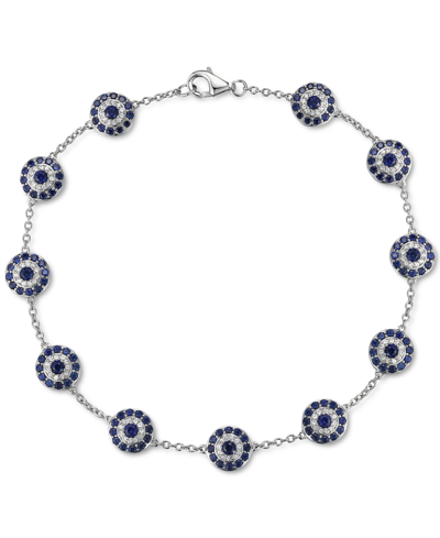 Shop Macy's Lab-grown Sapphire (2-3/8 Ct. T.w.) & Lab-grown White Sapphire (1/3 Ct. T.w.) Cluster Bracelet In St