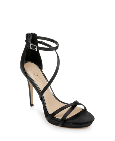Shop Jewel Badgley Mischka Women's Galen Platform Evening Sandals Women's Shoes In Black Satin