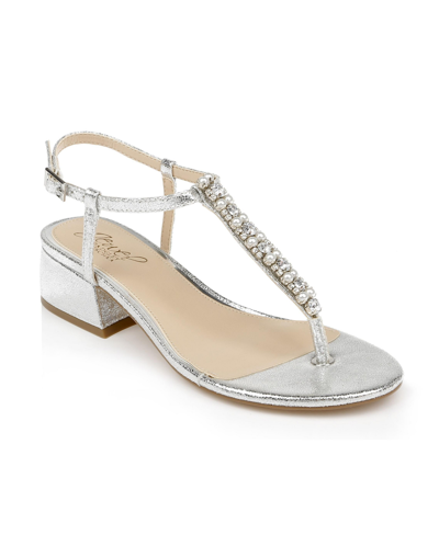 Shop Jewel Badgley Mischka Dasha T-strap Dress Sandals Women's Shoes In Silver