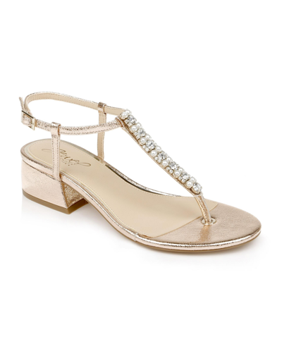 Shop Jewel Badgley Mischka Dasha T-strap Dress Sandals Women's Shoes In Rose Gold