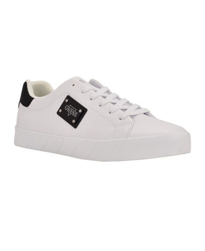Guess Men's Maltice Low Top Sneakers Men's Shoes In White/black | ModeSens