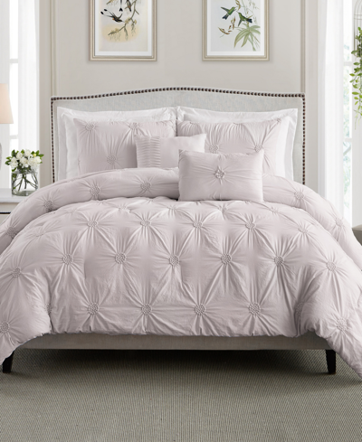 Cathay Home Inc. Floral Pintuck Comforter Set, Twin/twin Xl In Rose Blush